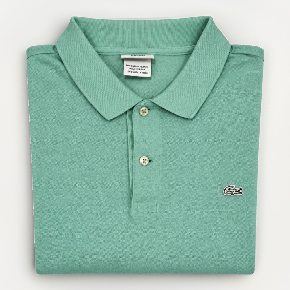 Lacoste Mint Green Mesh Polo Pique Shirt Men's 2XL FR 8 White Croc